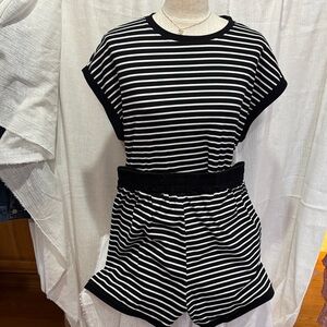 Black and White Striped Women's Shorts